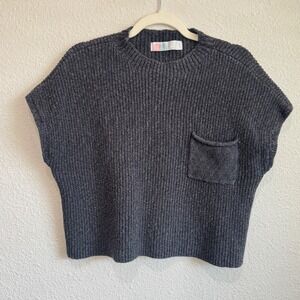 Free People Beach Curly Willow Freya Sweater Cropped Women's Size L Grey Boxy